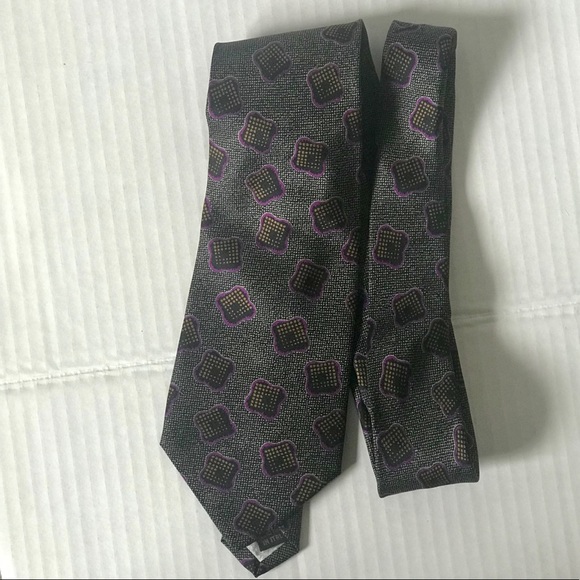 Valentino Vintage Purple Print Silk Tie - Picture 2 of 6